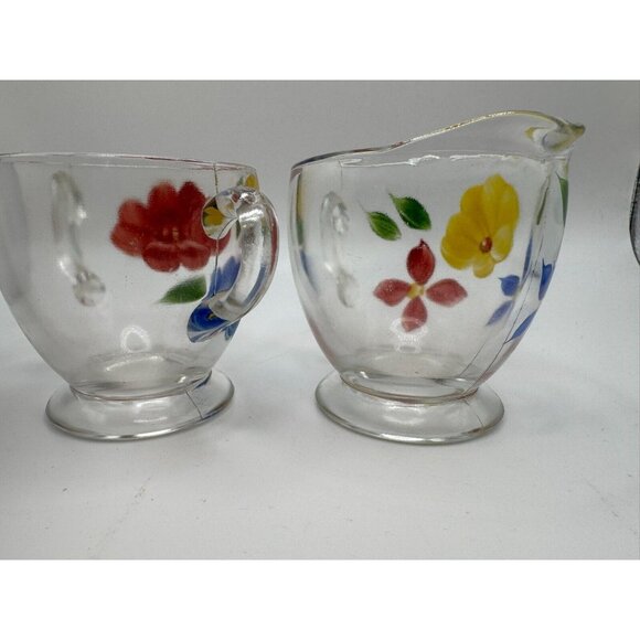 Vintage Bartlett Collins Creamer Sugar Bowl Floral Red Yellow Gay Fad 50’s Vtg - Picture 3 of 8
